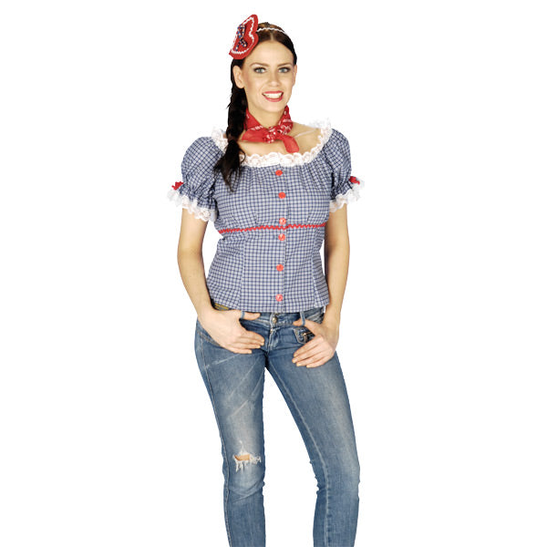 Produktbild Wiesn-blus, rutig med spets