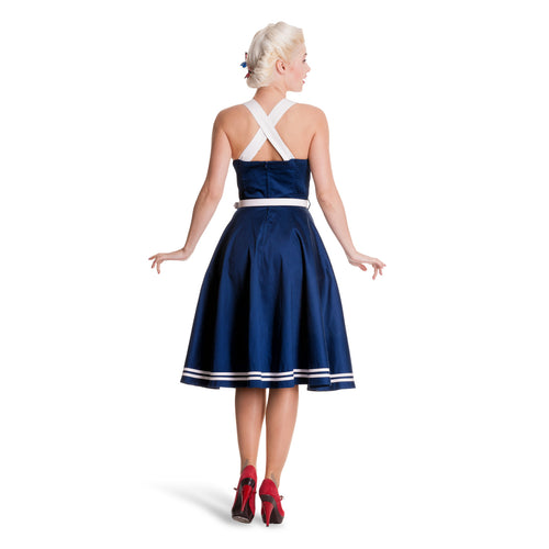 Produktbild Rockabilly klänning Siren med bälte marinblå