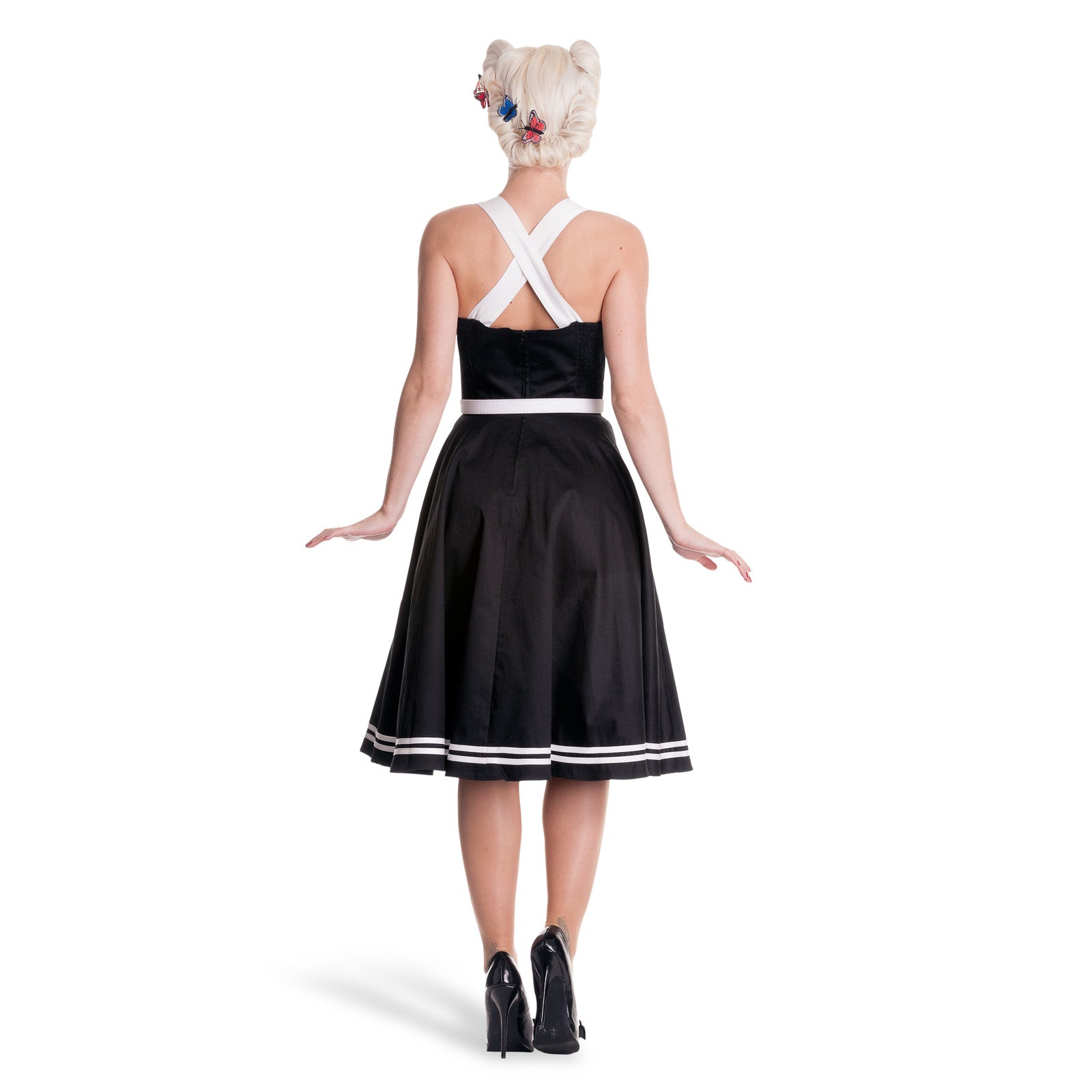 Produktbild Rockabilly klänning Siren med bälte svart