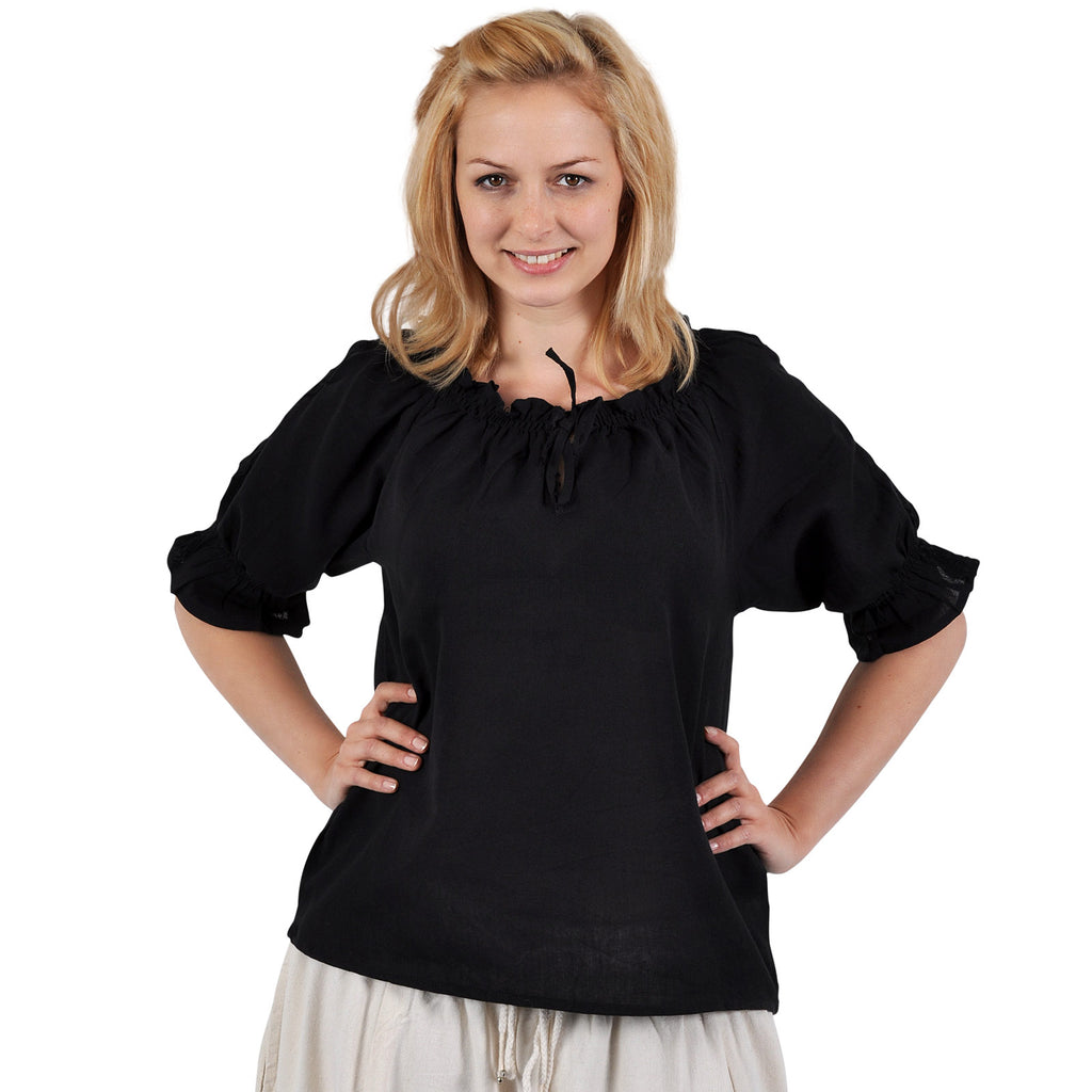 Produktbild Medeltida kortärmad blus Sandra svart