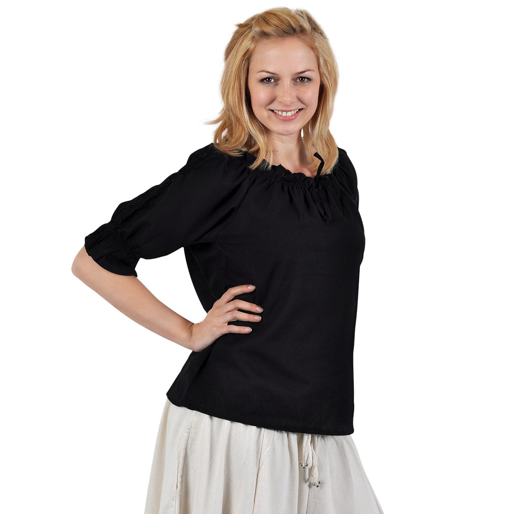 Produktbild Medeltida kortärmad blus Sandra svart