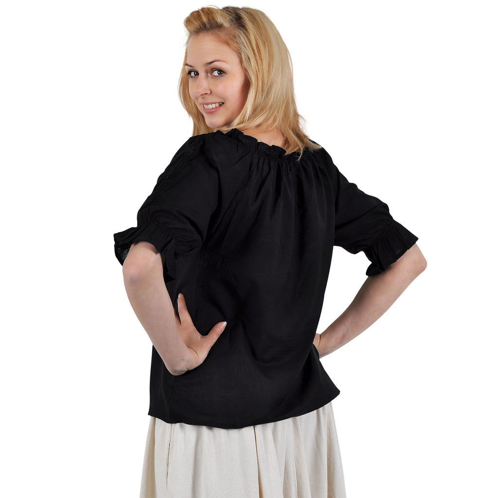 Produktbild Medeltida kortärmad blus Sandra svart