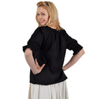 Produktbild Medeltida kortärmad blus Sandra svart