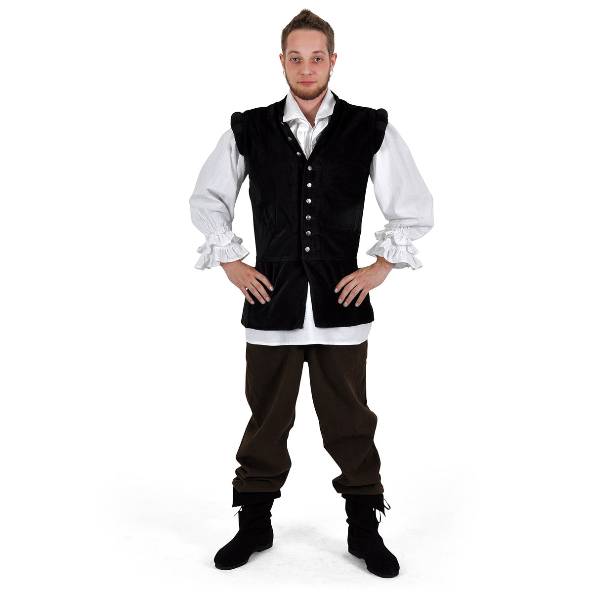 Product image Velvet Doublet with Stand-Up Collar Black