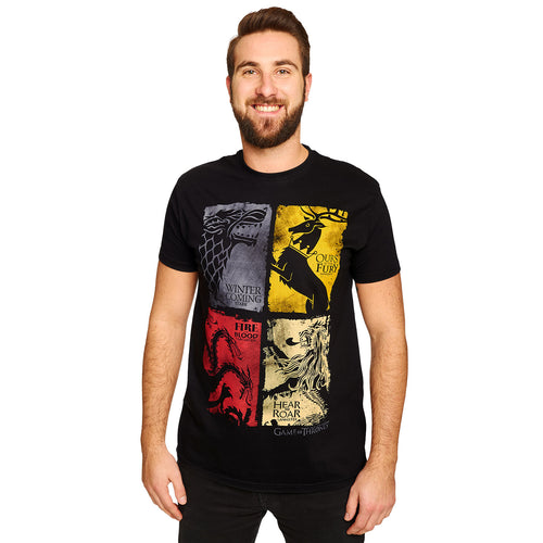 Produktbild Game of Thrones - Vapensköldar distressed T-shirt svart