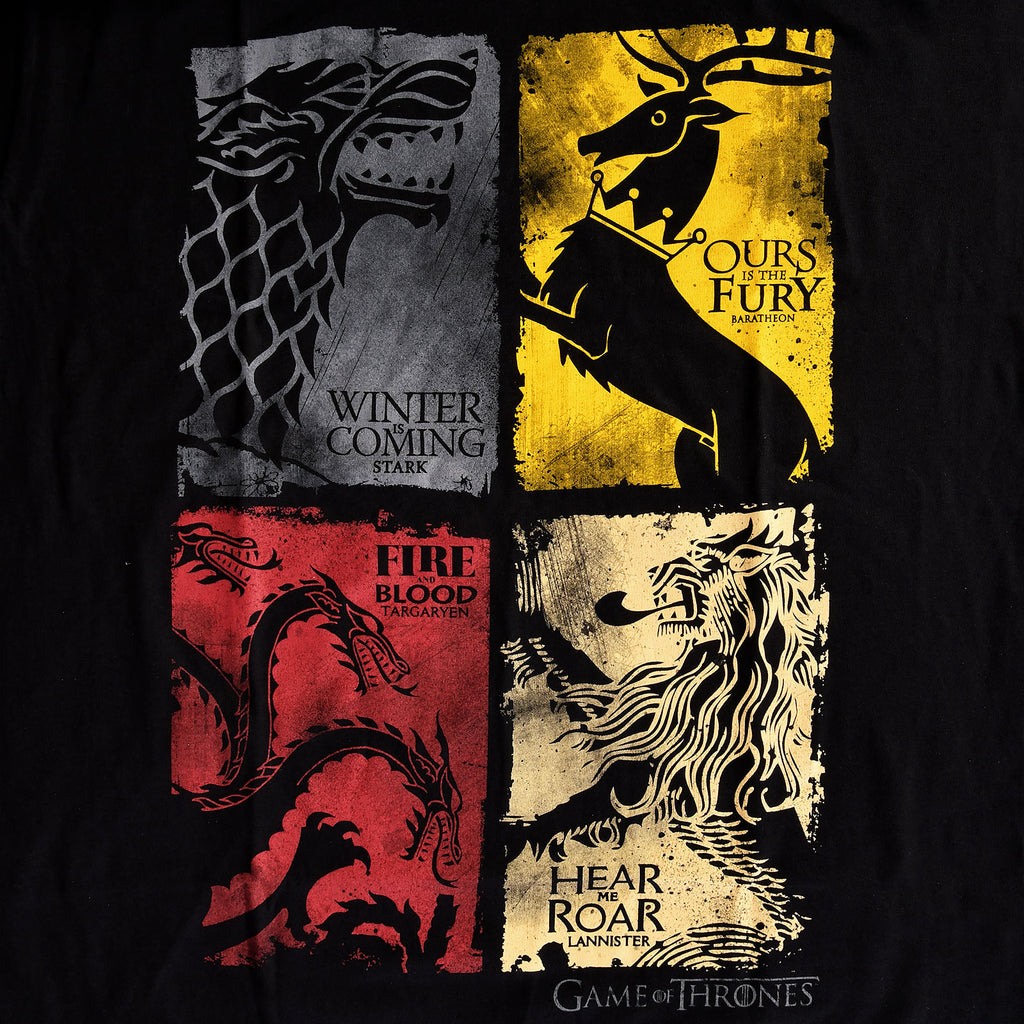 Produktbild Game of Thrones - Vapensköldar distressed T-shirt svart