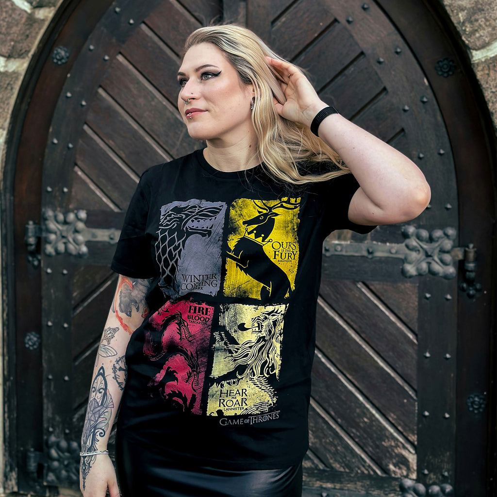 Produktbild Game of Thrones - Vapensköldar distressed T-shirt svart
