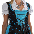 Produktbild Dirndl Edelweiß - Traditionell klänning brun/turkos med blusinlägg