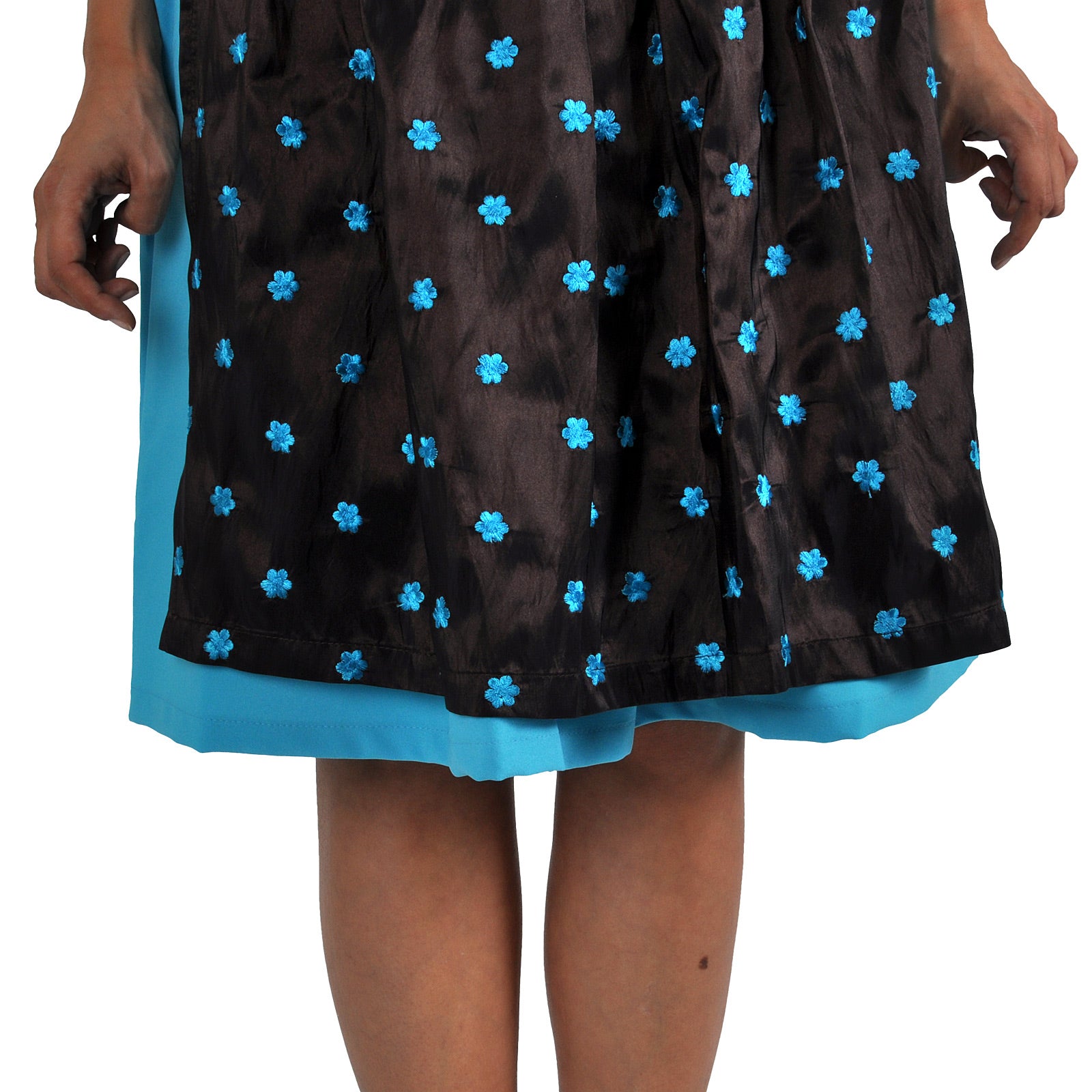 Produktbild Dirndl Edelweiß - Traditionell klänning brun/turkos med blusinlägg
