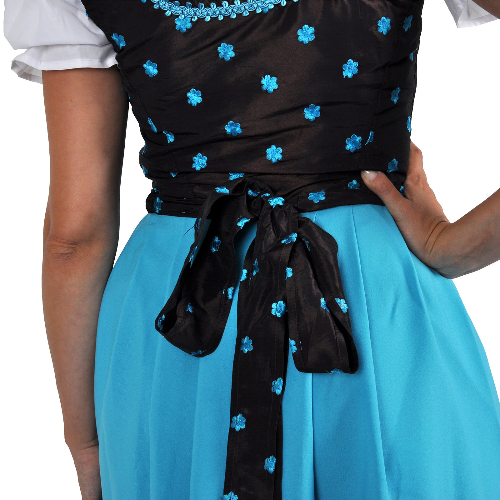 Produktbild Dirndl Edelweiß - Traditionell klänning brun/turkos med blusinlägg