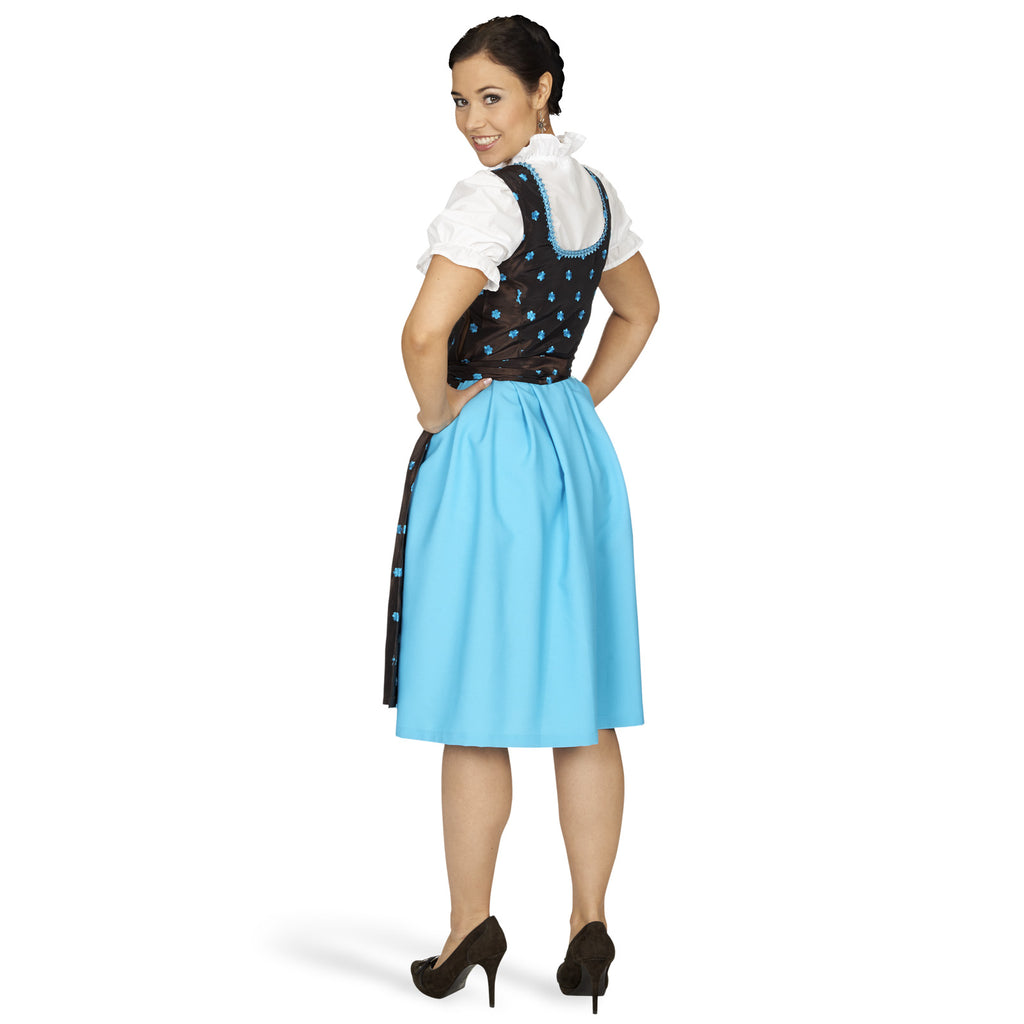 Produktbild Dirndl Edelweiß - Traditionell klänning brun/turkos med blusinlägg