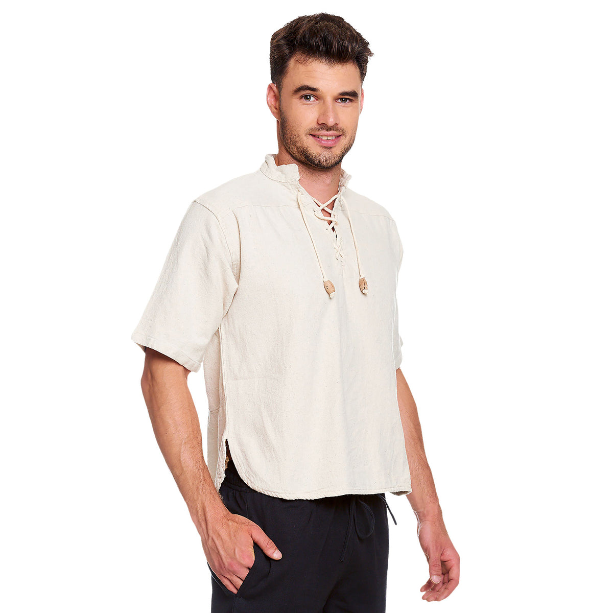 Produktbild Medeltida skjorta Erik kortärmad beige