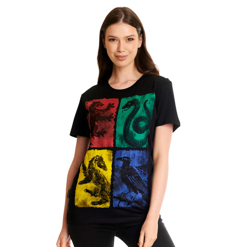 Produktbild Harry Potter - Hogwarts vapensköld distressed T-shirt svart