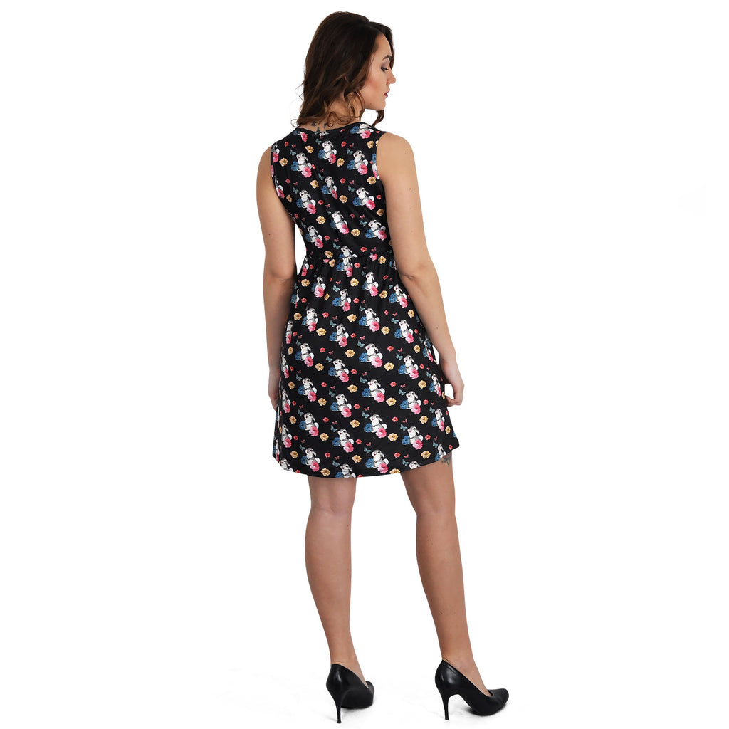 Produktbild Bambi - Stampe Flower Power svart miniklänning