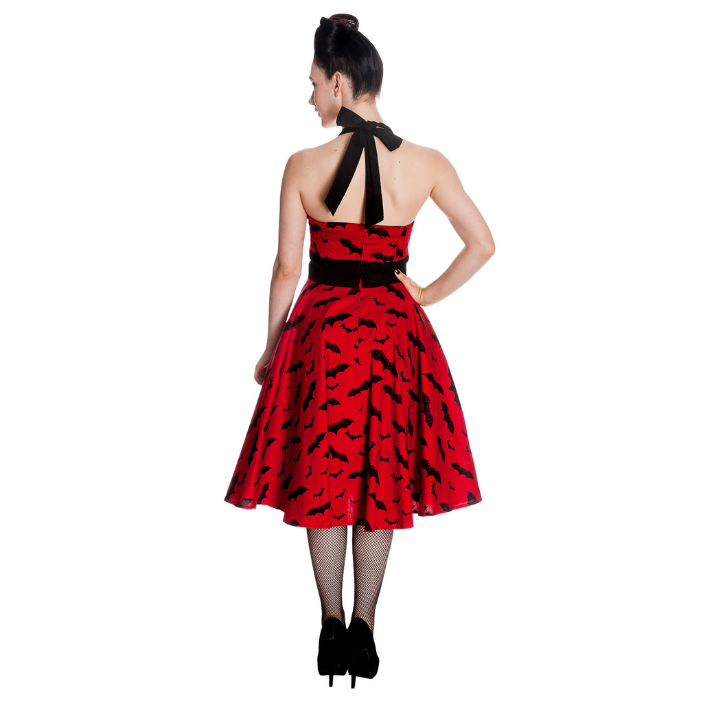 Produktbild Rockabilly-klänning Bat röd-svart
