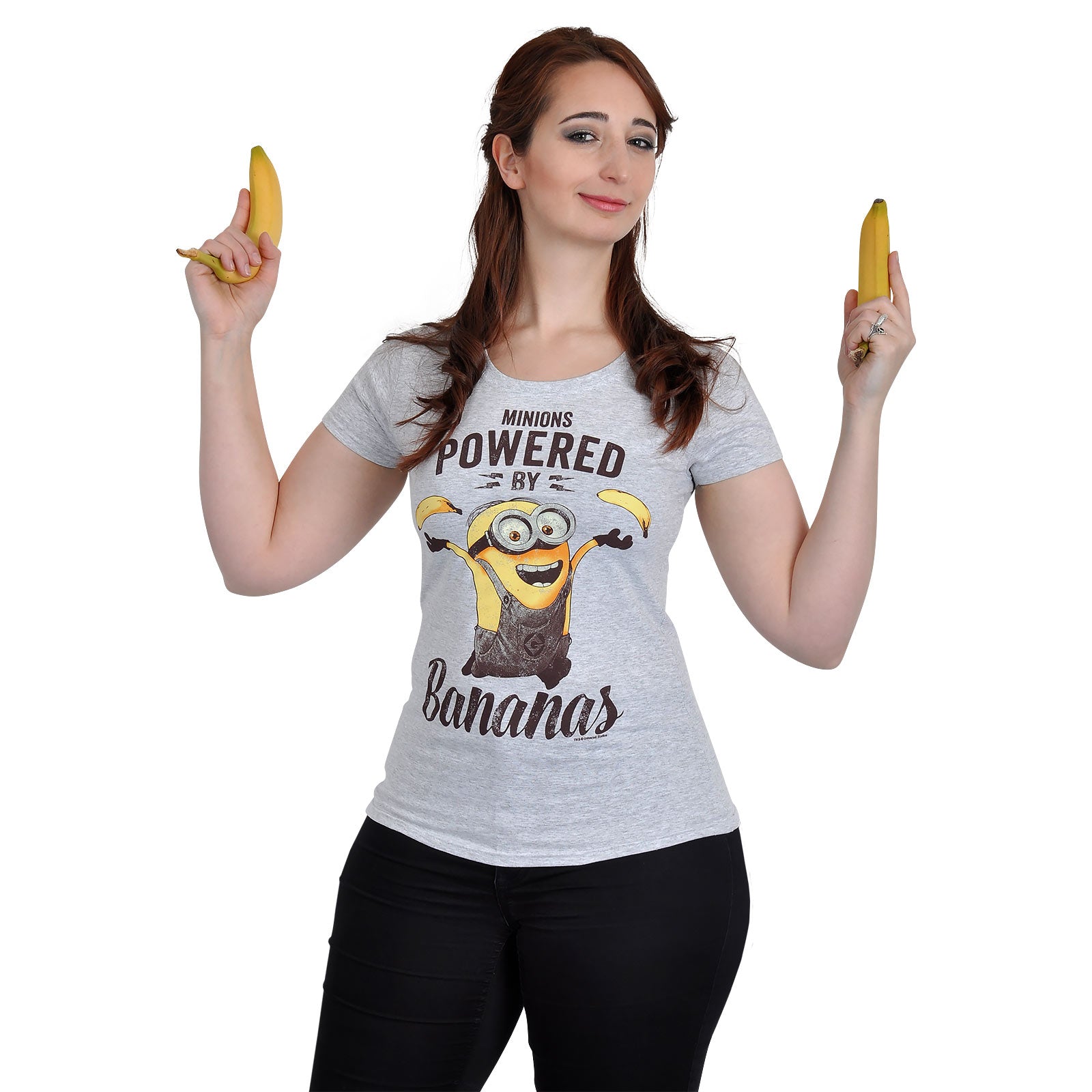 Product image Minions - Powered By Bananas Girlie Shirt grey