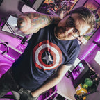 Produktbild Captain America - Distressed Shield Logo T-shirt blå