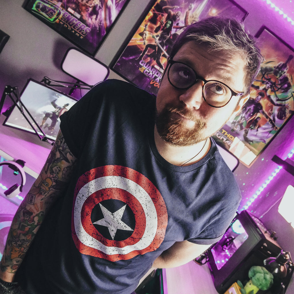 Produktbild Captain America - Distressed Shield Logo T-shirt blå