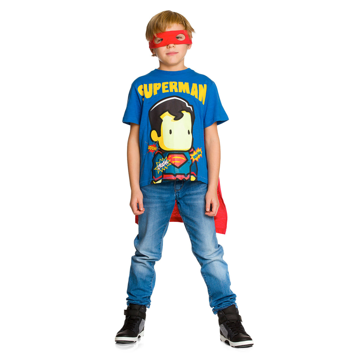 Produktbild Superman - Barn T-shirt med mantel och ögonmask