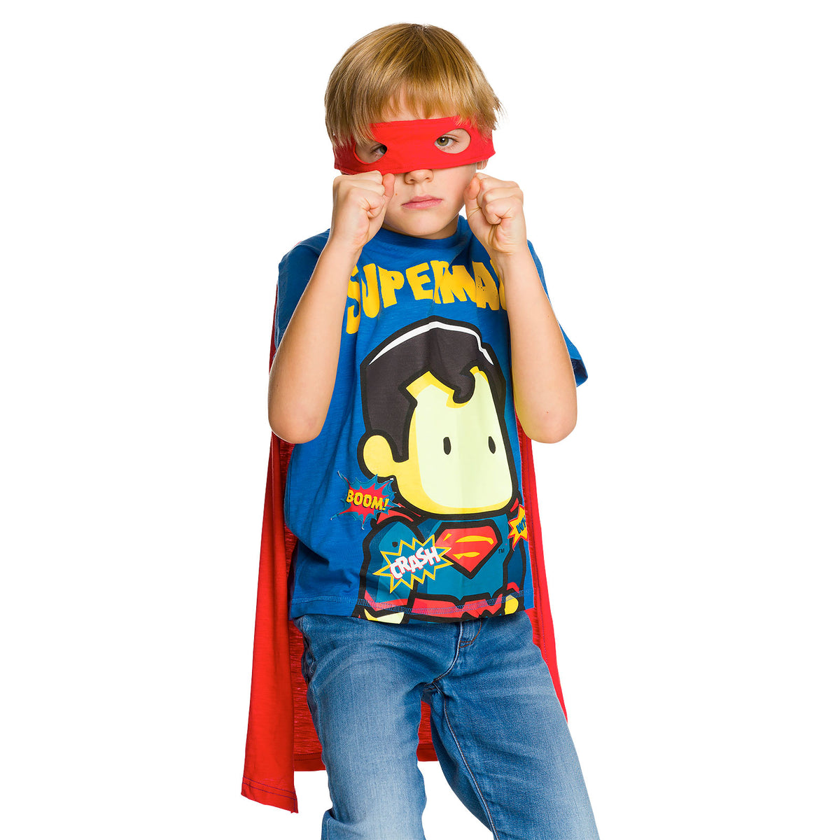 Produktbild Superman - Barn T-shirt med mantel och ögonmask