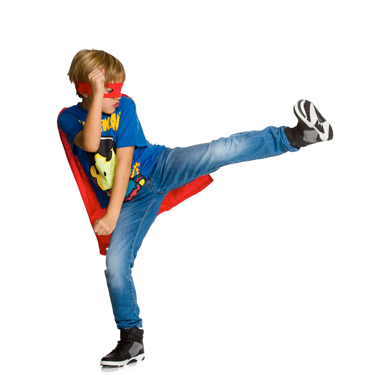 Produktbild Superman - Barn T-shirt med mantel och ögonmask