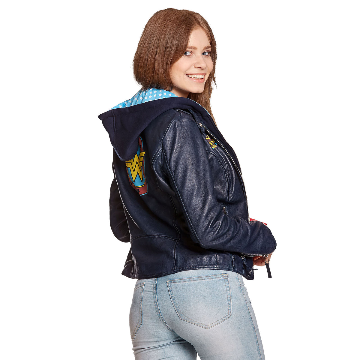 Produktbild Wonder Woman - Läderjacka med logo och huva, blå
