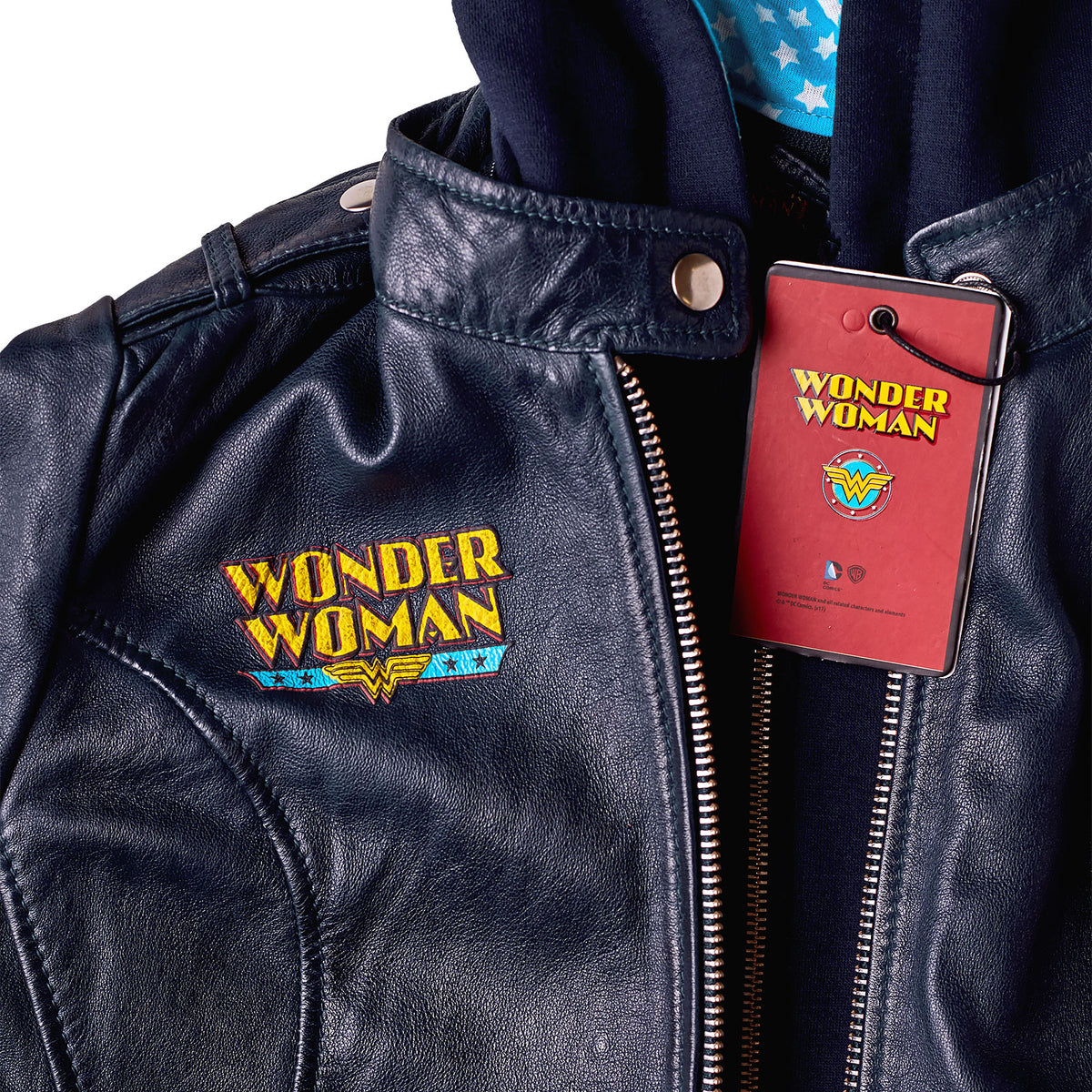 Produktbild Wonder Woman - Läderjacka med logo och huva, blå