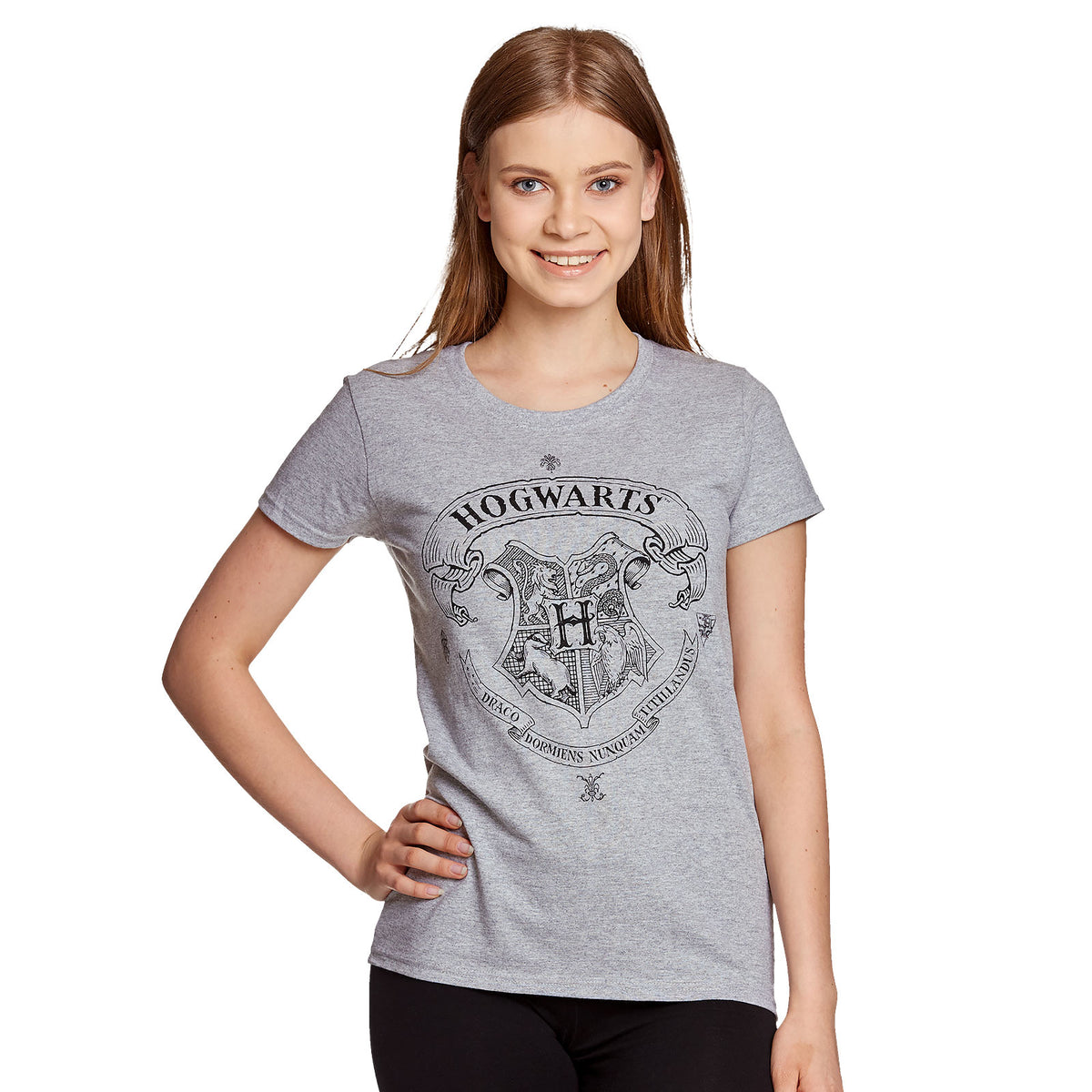 Produktbild Harry Potter - Hogwarts vapensköld T-shirt dam grå
