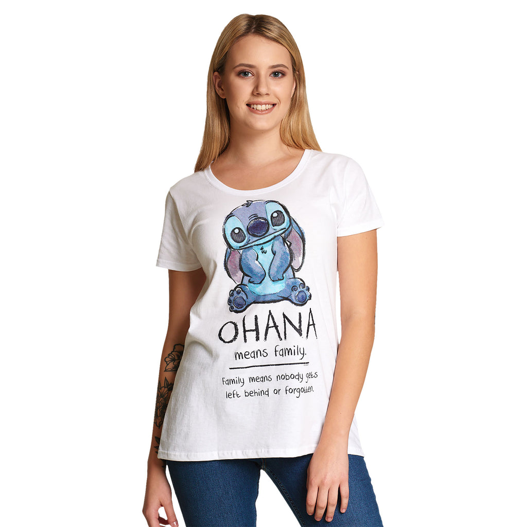 Produktbild Lilo & Stitch - Ohana betyder familj T-shirt dam vit