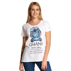 Produktbild Lilo & Stitch - Ohana betyder familj T-shirt dam vit
