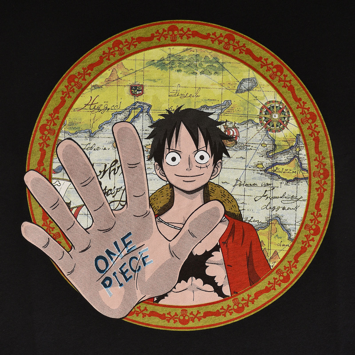 Product image One Piece - Map Circle T-Shirt black