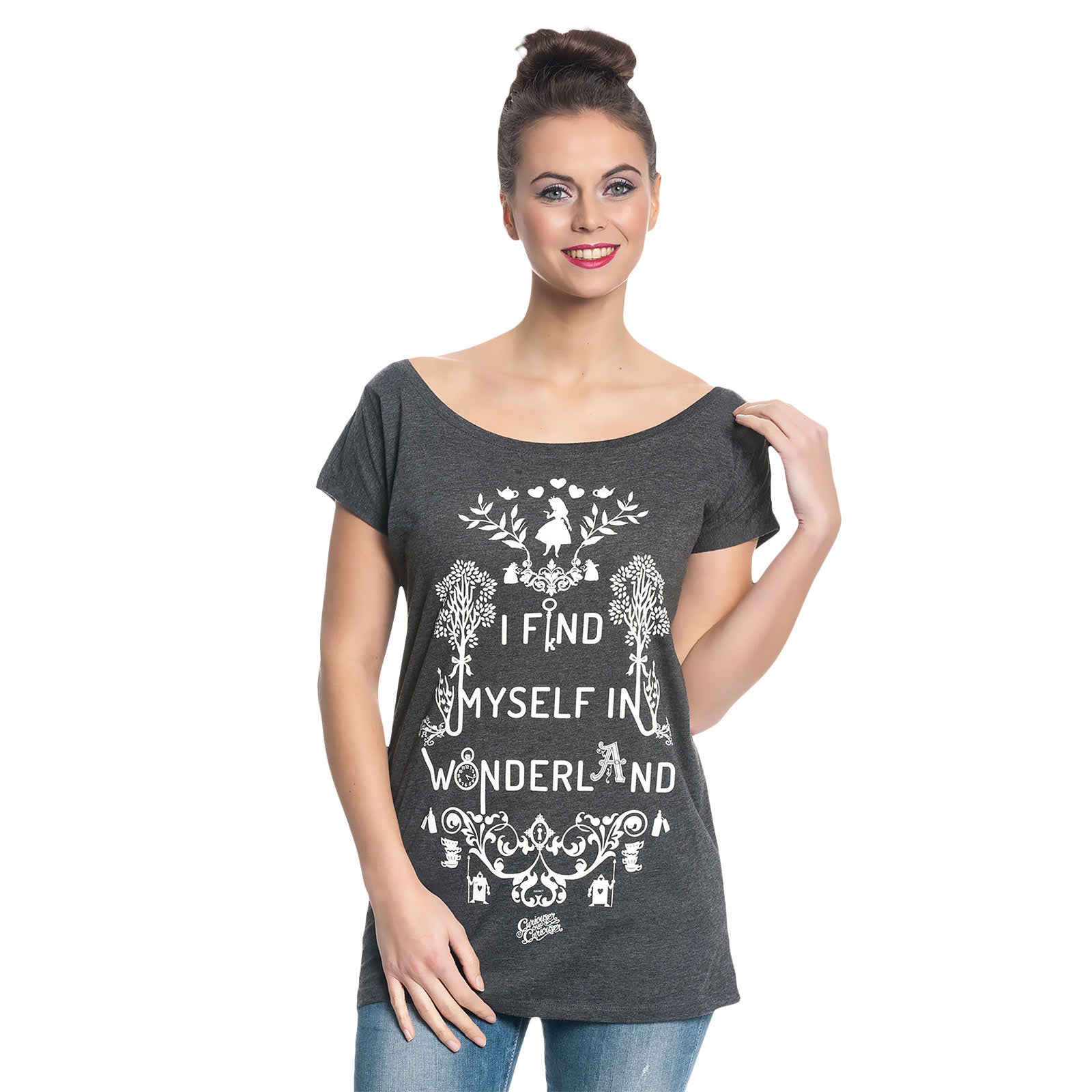 Produktbild Alice i Underlandet - Wonderland T-shirt dam loose fit grå