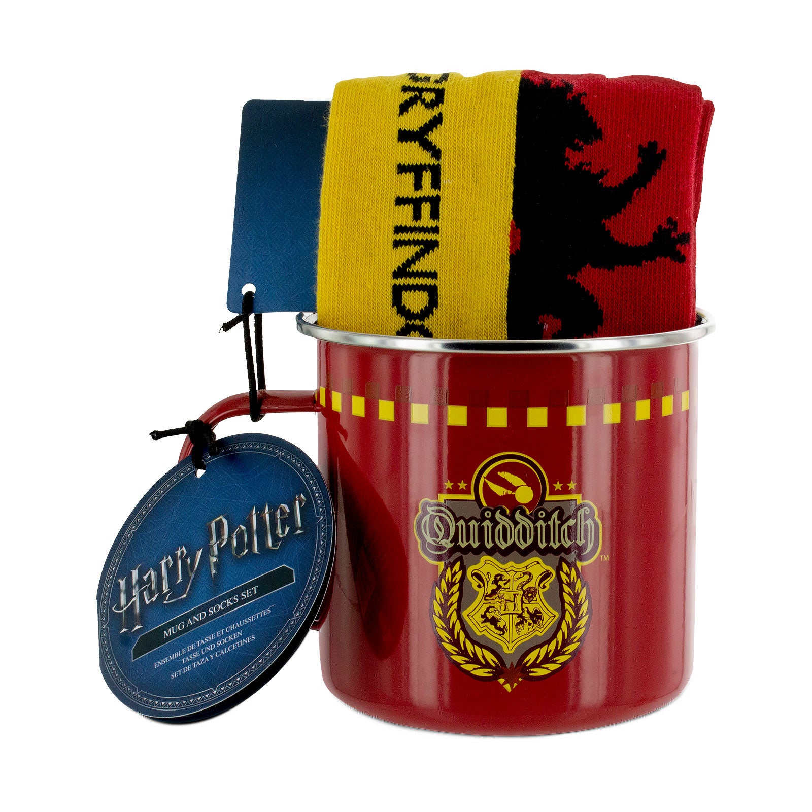 Produktbild Harry Potter - Gryffindor Quidditch strumpor och emaljmugg