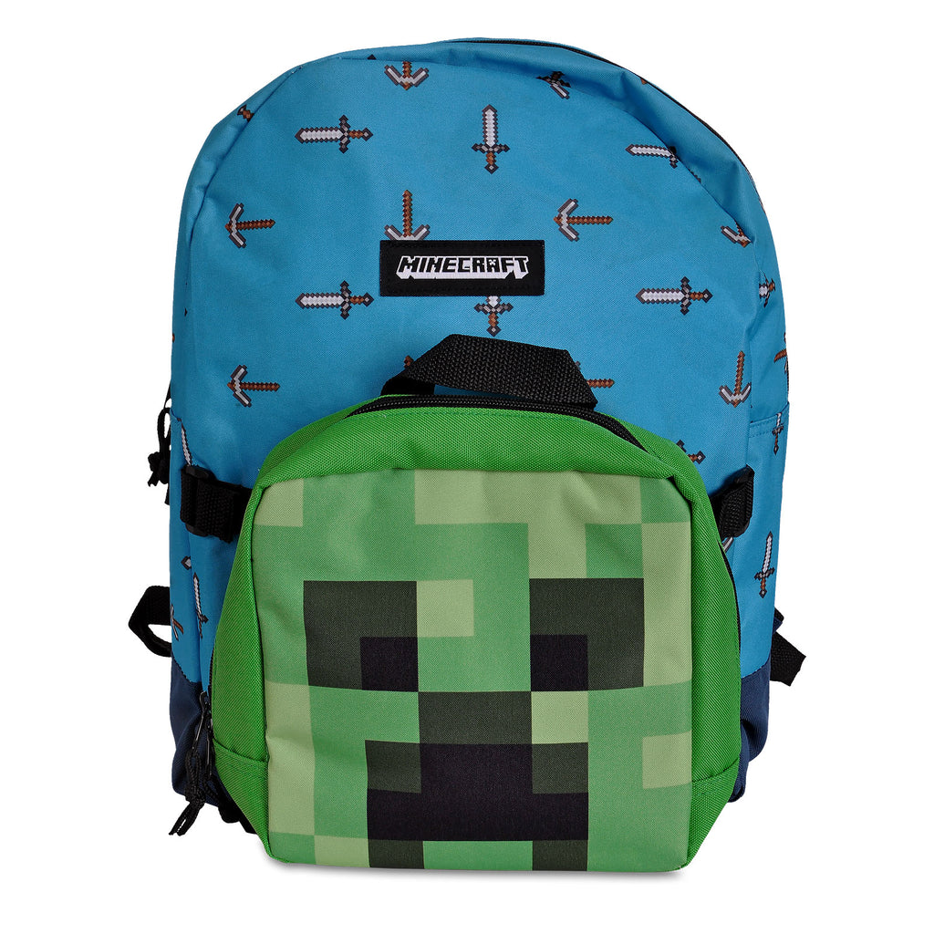 Produktbild Minecraft - Sword & Axe Ryggsäck med Creeper Mini Väska