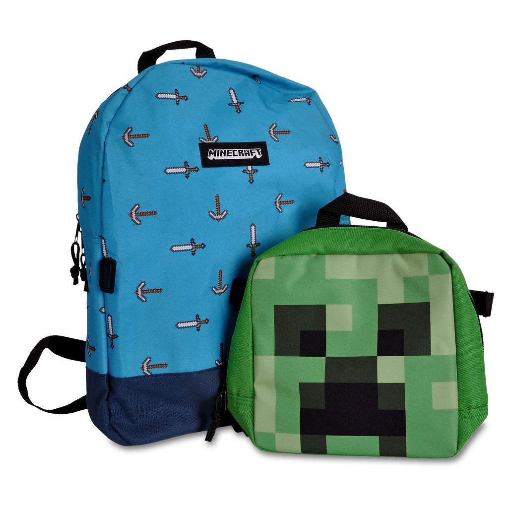 Produktbild Minecraft - Sword & Axe Ryggsäck med Creeper Mini Väska
