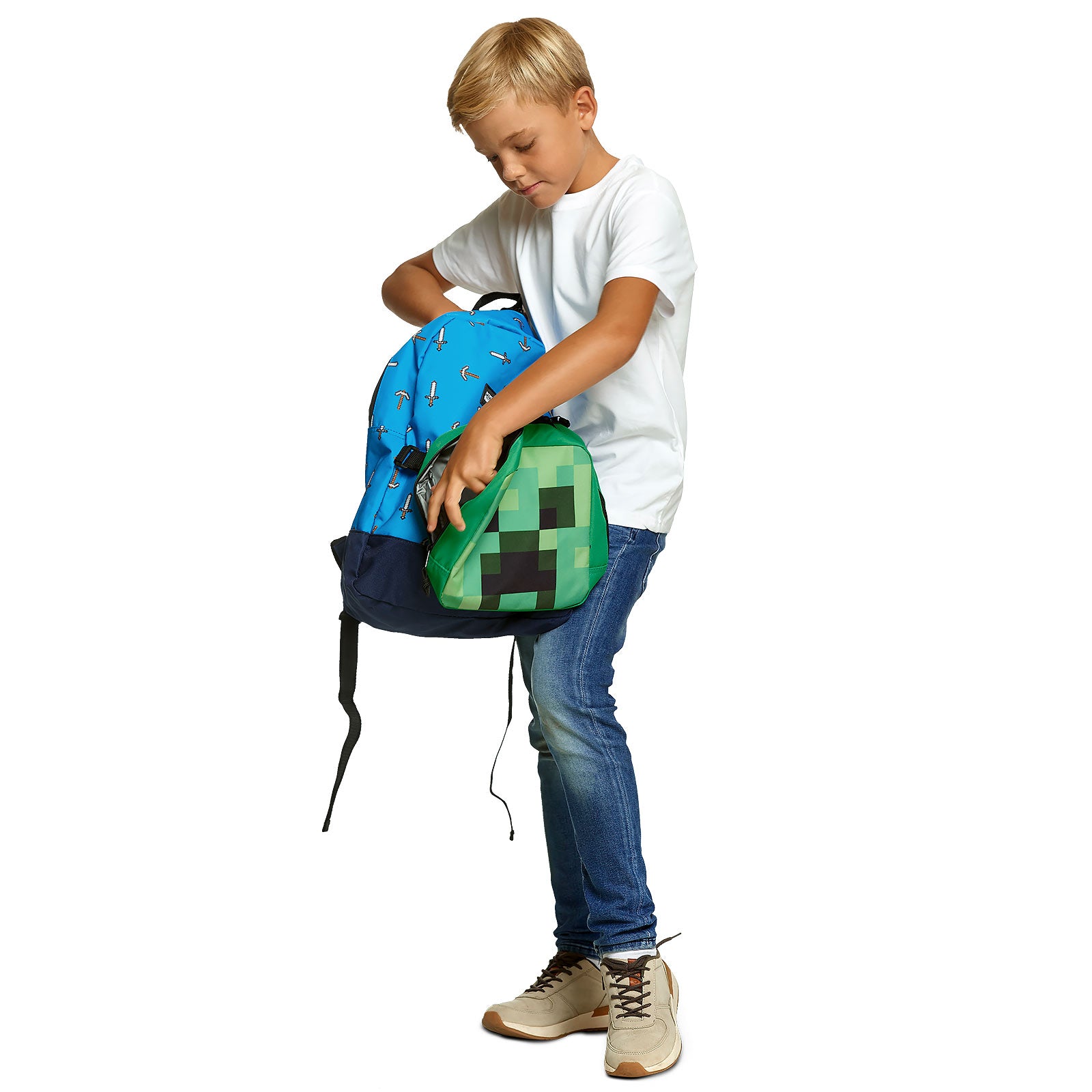 Produktbild Minecraft - Sword & Axe Ryggsäck med Creeper Mini Väska