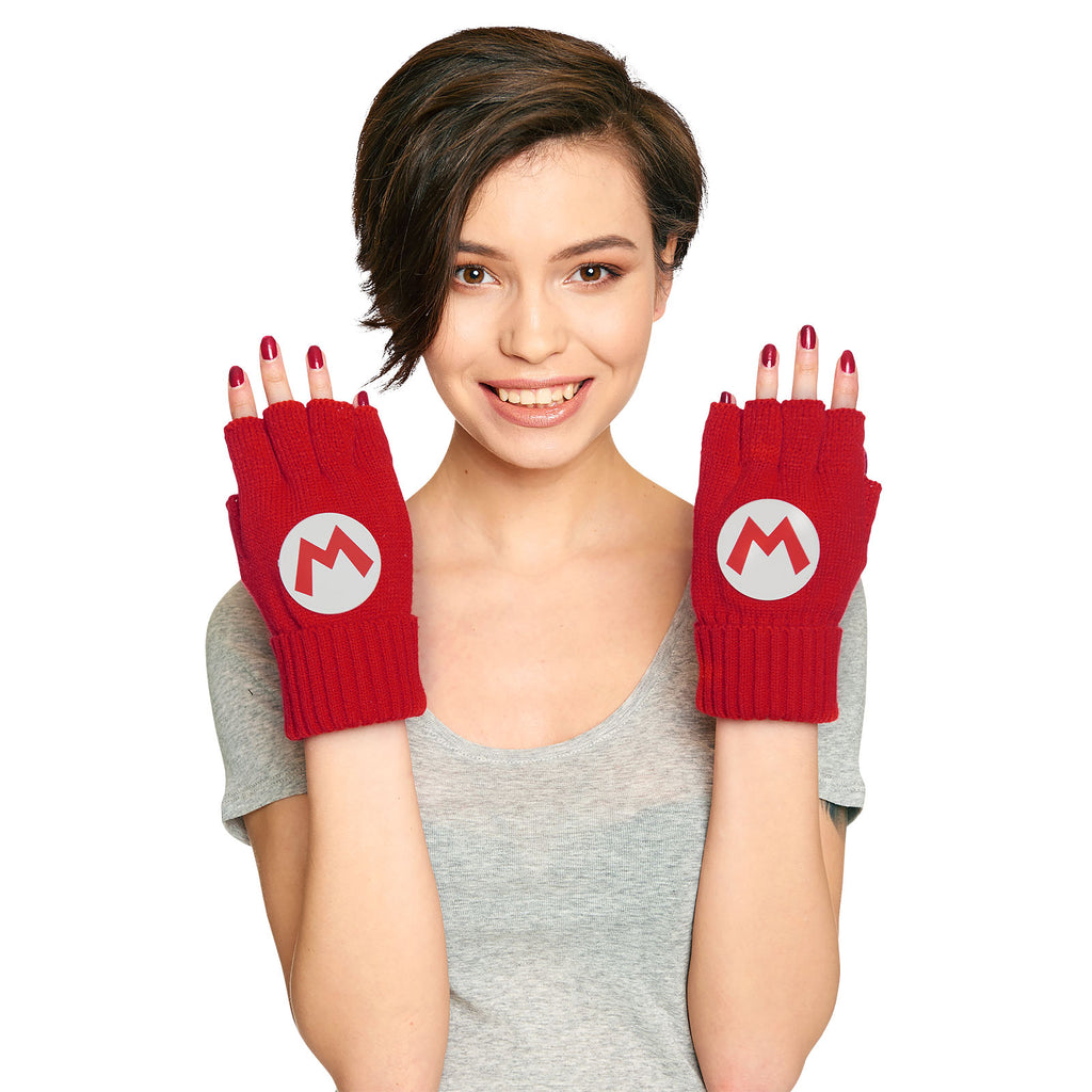 Produktbild Super Mario - Fingelösa logohandskar röda