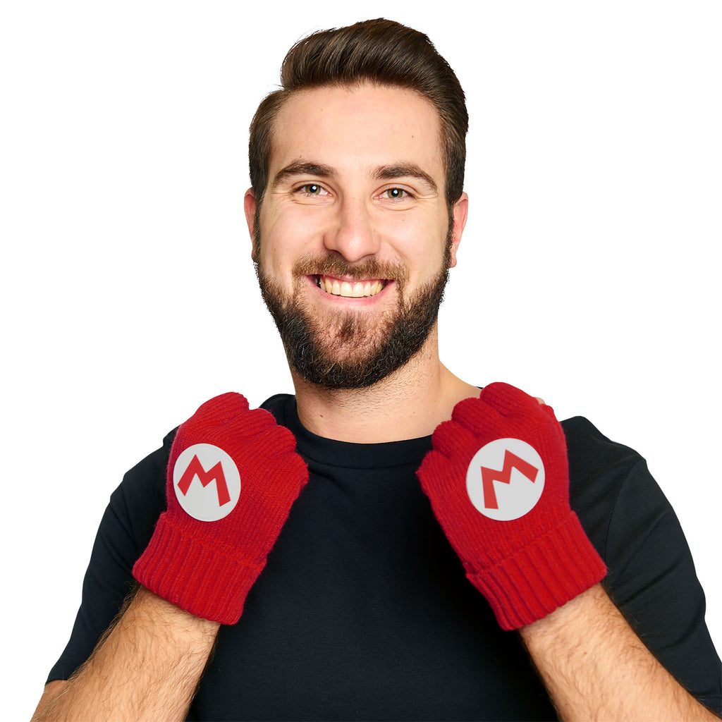 Produktbild Super Mario - Fingelösa logohandskar röda