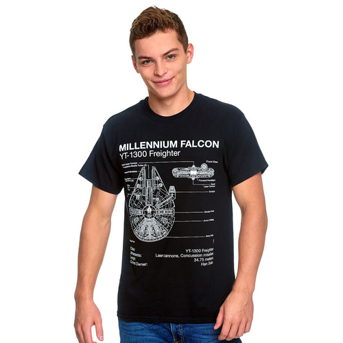 Produktbild Star Wars - Millennium Falcon Sketch T-Shirt svart