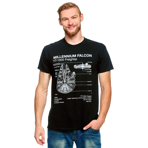 Produktbild Star Wars - Millennium Falcon Sketch T-Shirt svart