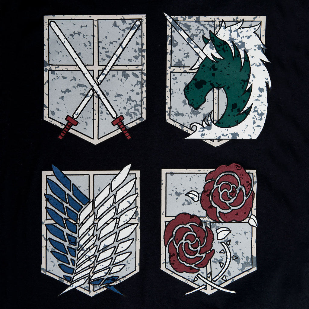 Produktbild Attack on Titan - T-shirt med militärdivisioners sköldar
