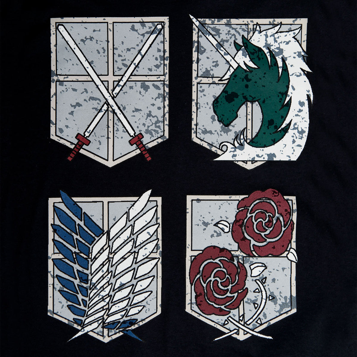 Produktbild Attack on Titan - T-shirt med militärdivisioners sköldar