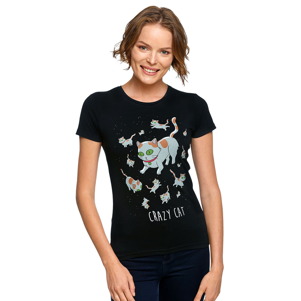 Produktbild Rick and Morty - Crazy Cat T-Shirt dam svart