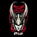 Produktbild Loki - Svart T-shirt med hornad hjälm