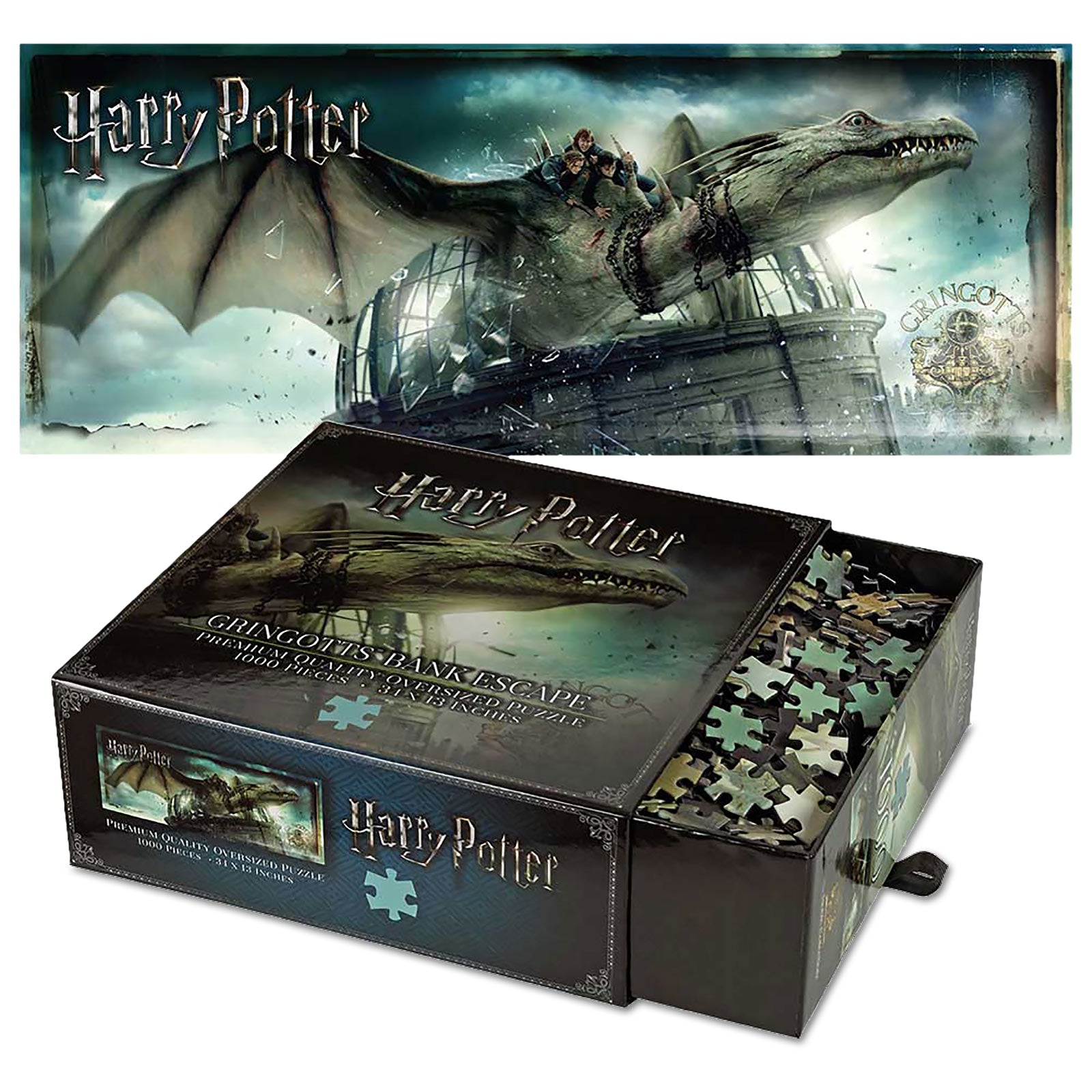 Produktbild Harry Potter - Gringotts Bank med drake Premium Pussel