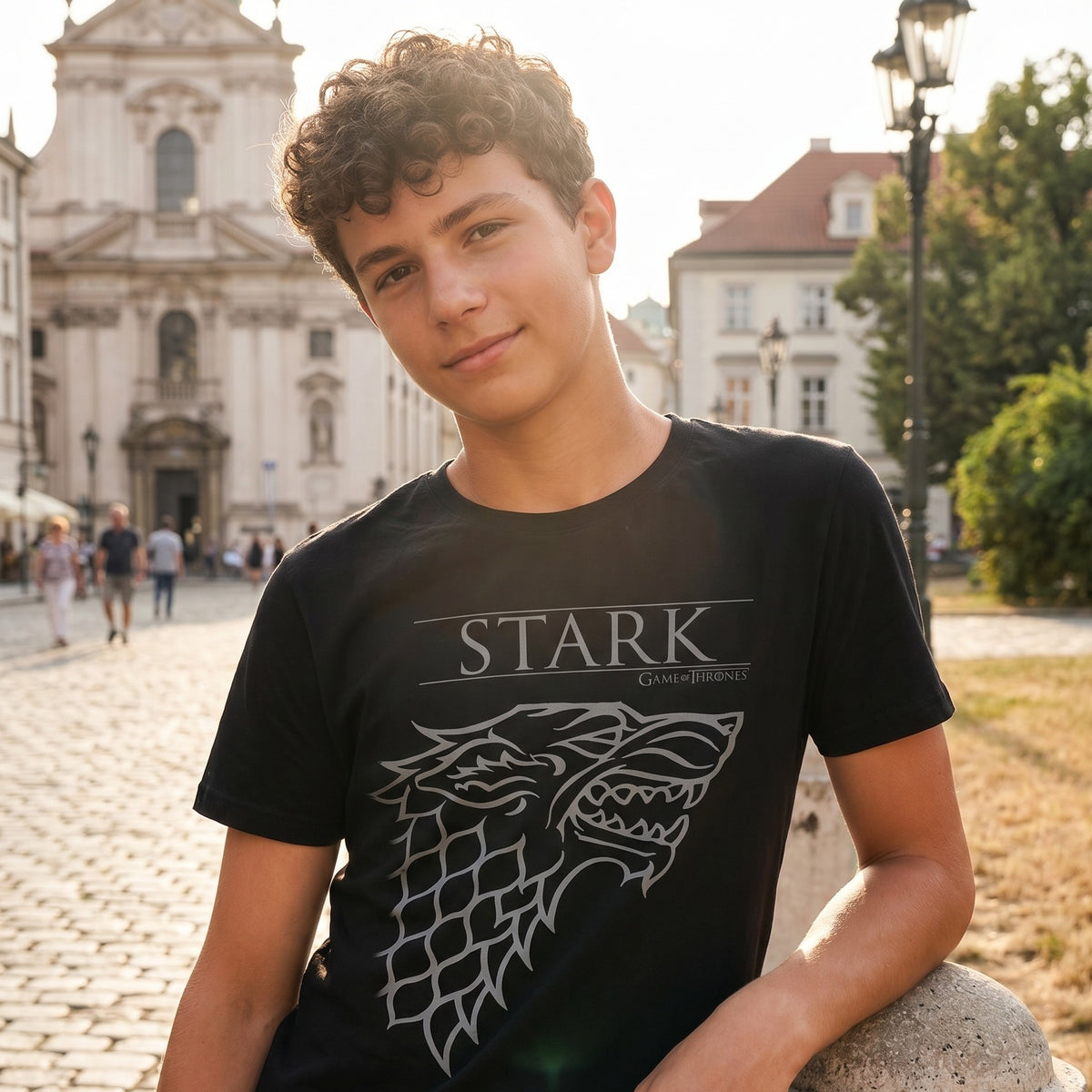 Produktbild Game of Thrones - House Stark T-shirt med skuggvarg svart