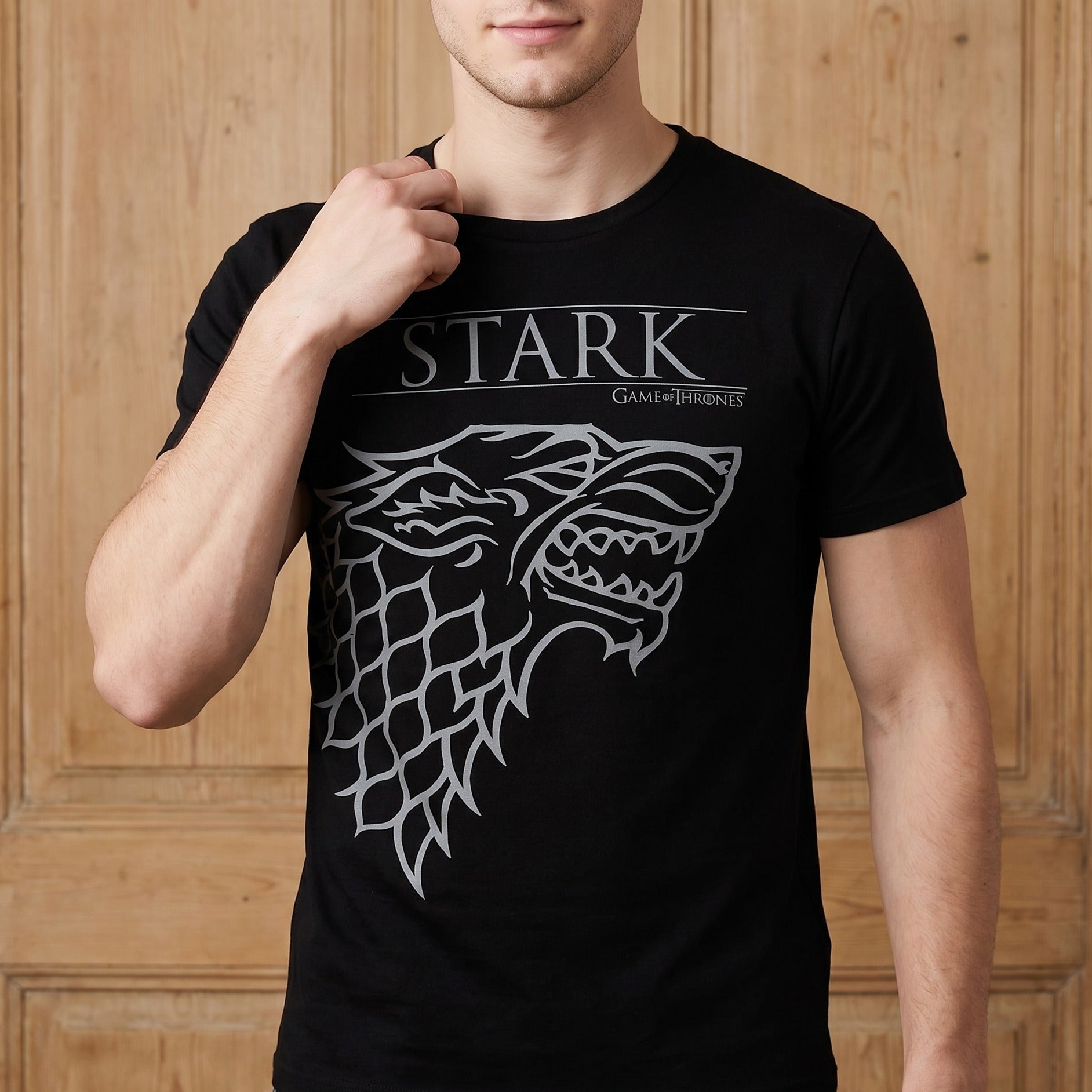 Produktbild Game of Thrones - House Stark T-shirt med skuggvarg svart