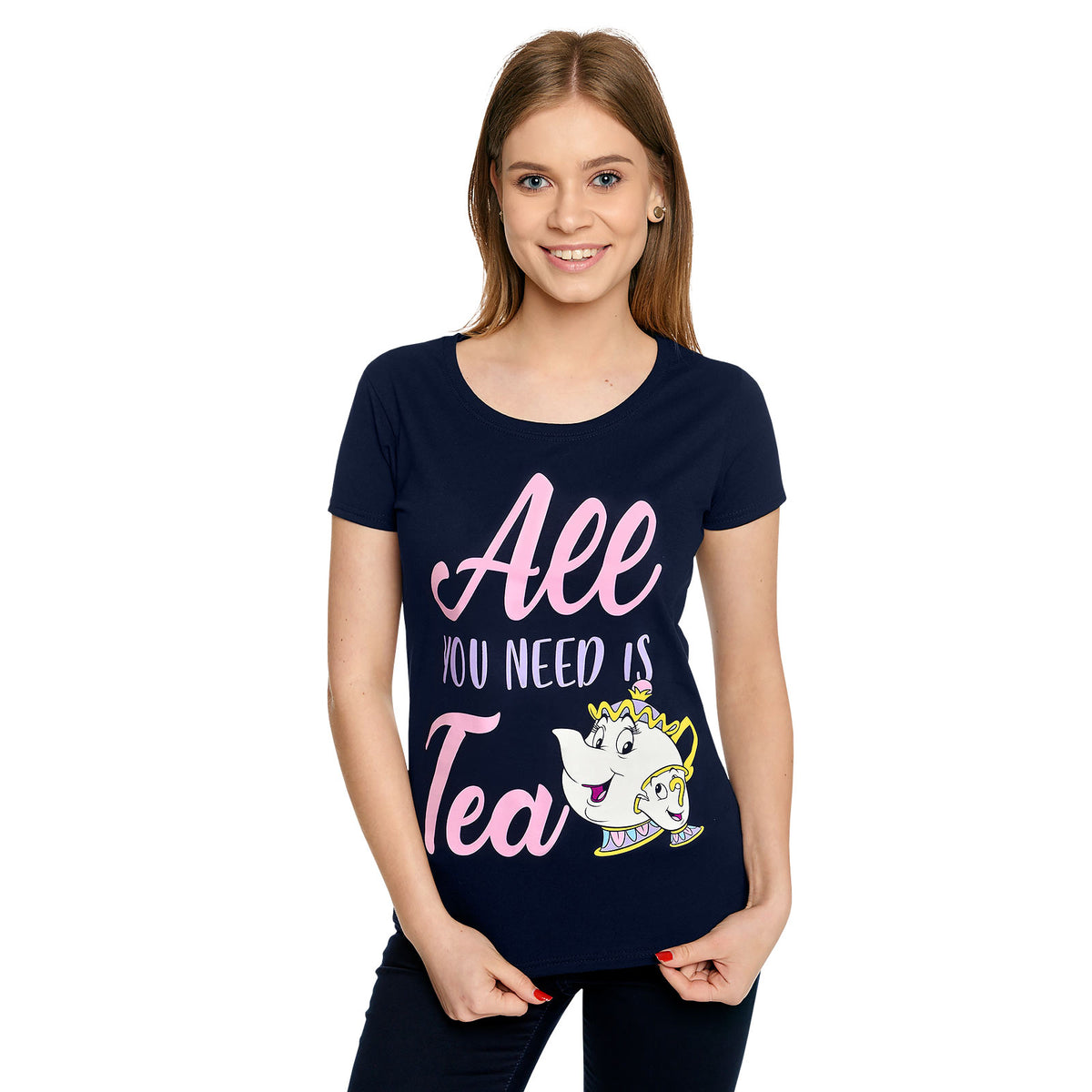 Produktbild Skönheten och Odjuret - All You Need Is Tea T-shirt dam blå