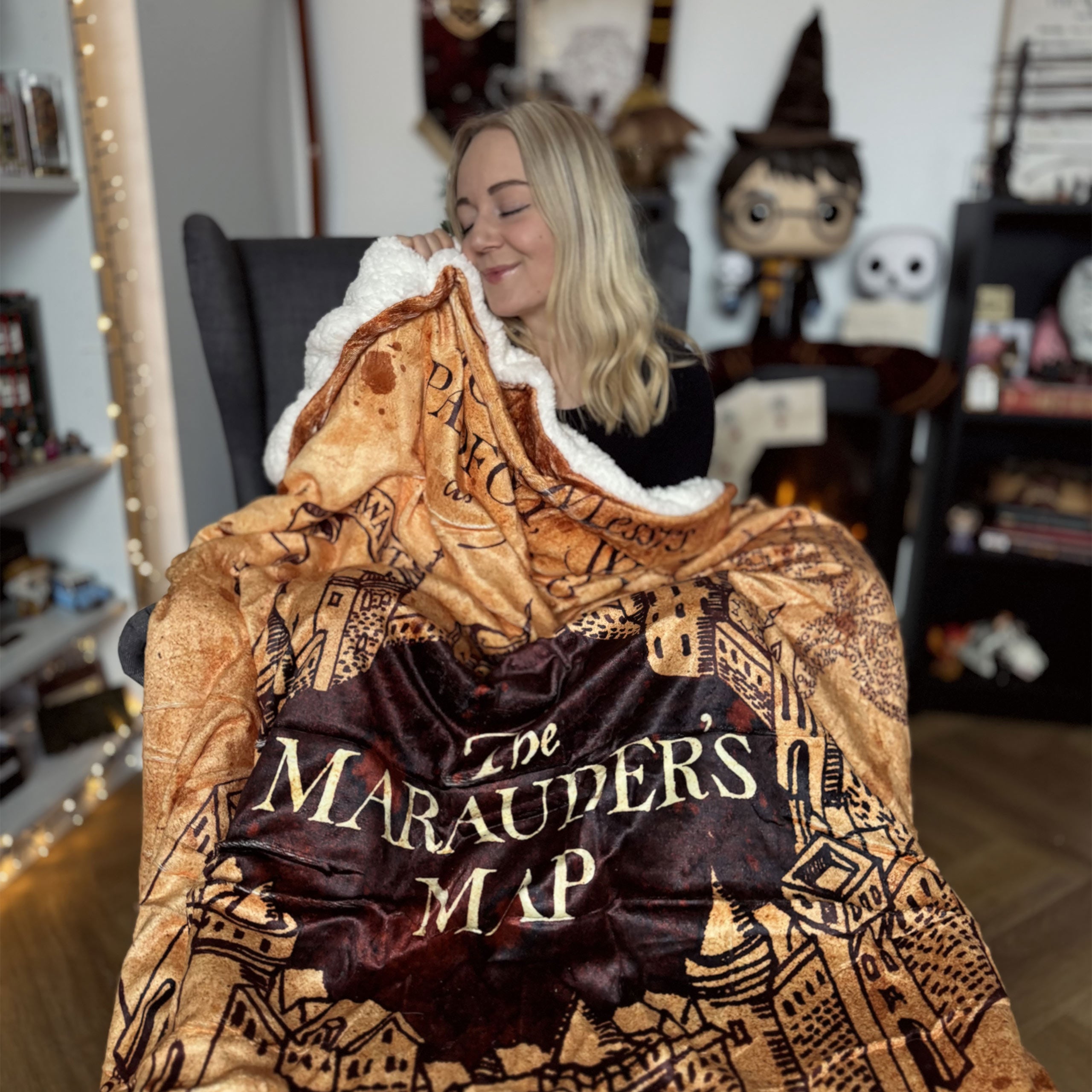 Produktbild Harry Potter - Mysfilt med Marauders Map-motiv och teddyfoder