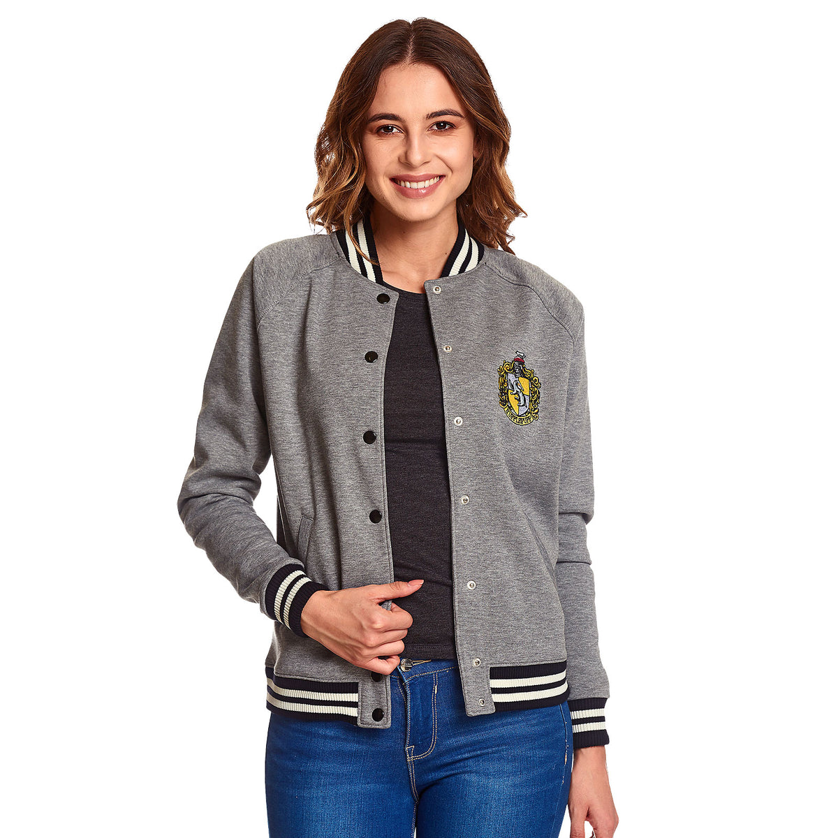 Produktbild Harry Potter - Hufflepuff Emblem Collegejacka Dam grå